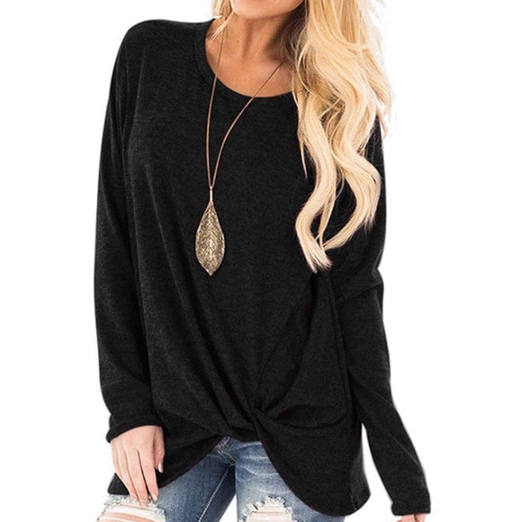 AlwaysPoshible Tops - Long Sleeve Flattering Twist Knot Top
